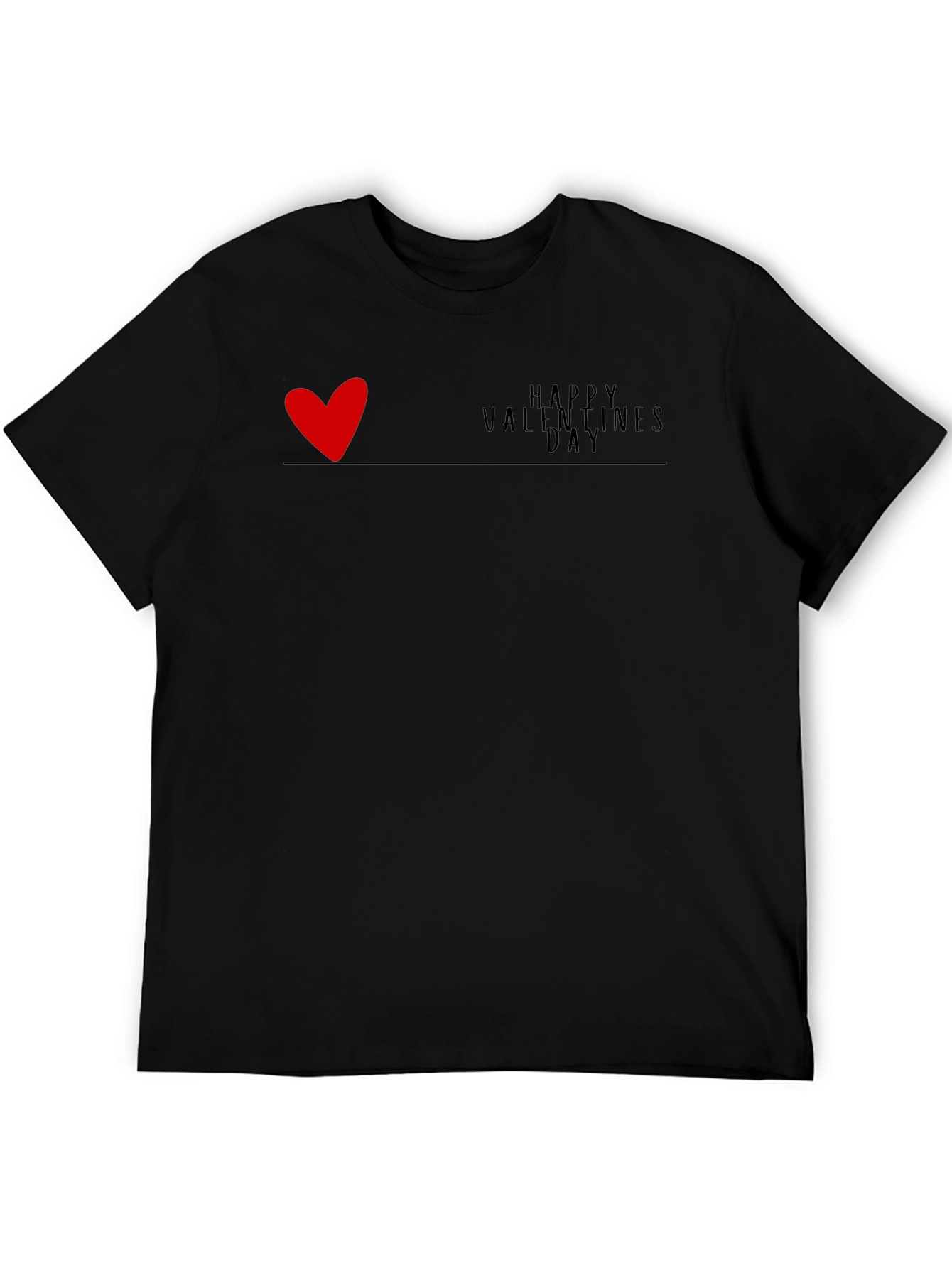 Mens Black Happy Valentines Day Graphic T-Shirt