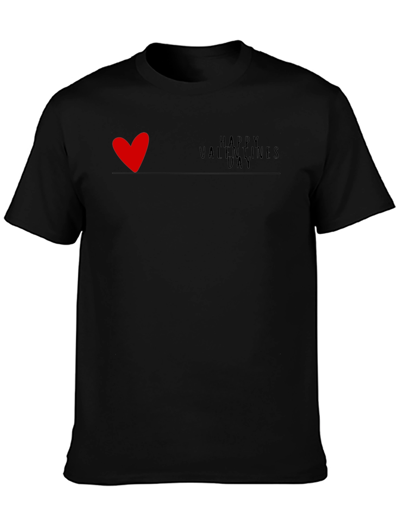 Mens Black Happy Valentines Day Graphic T-Shirt