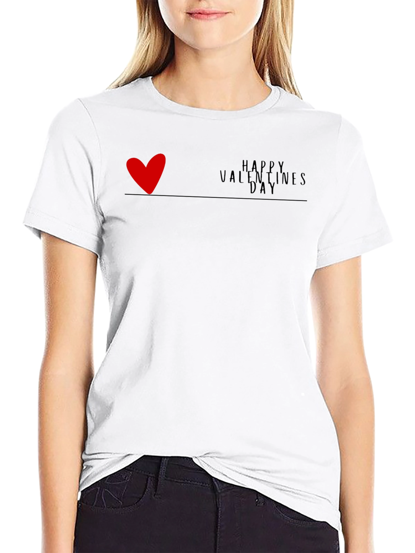 Mens Black Happy Valentines Day Graphic T-Shirt
