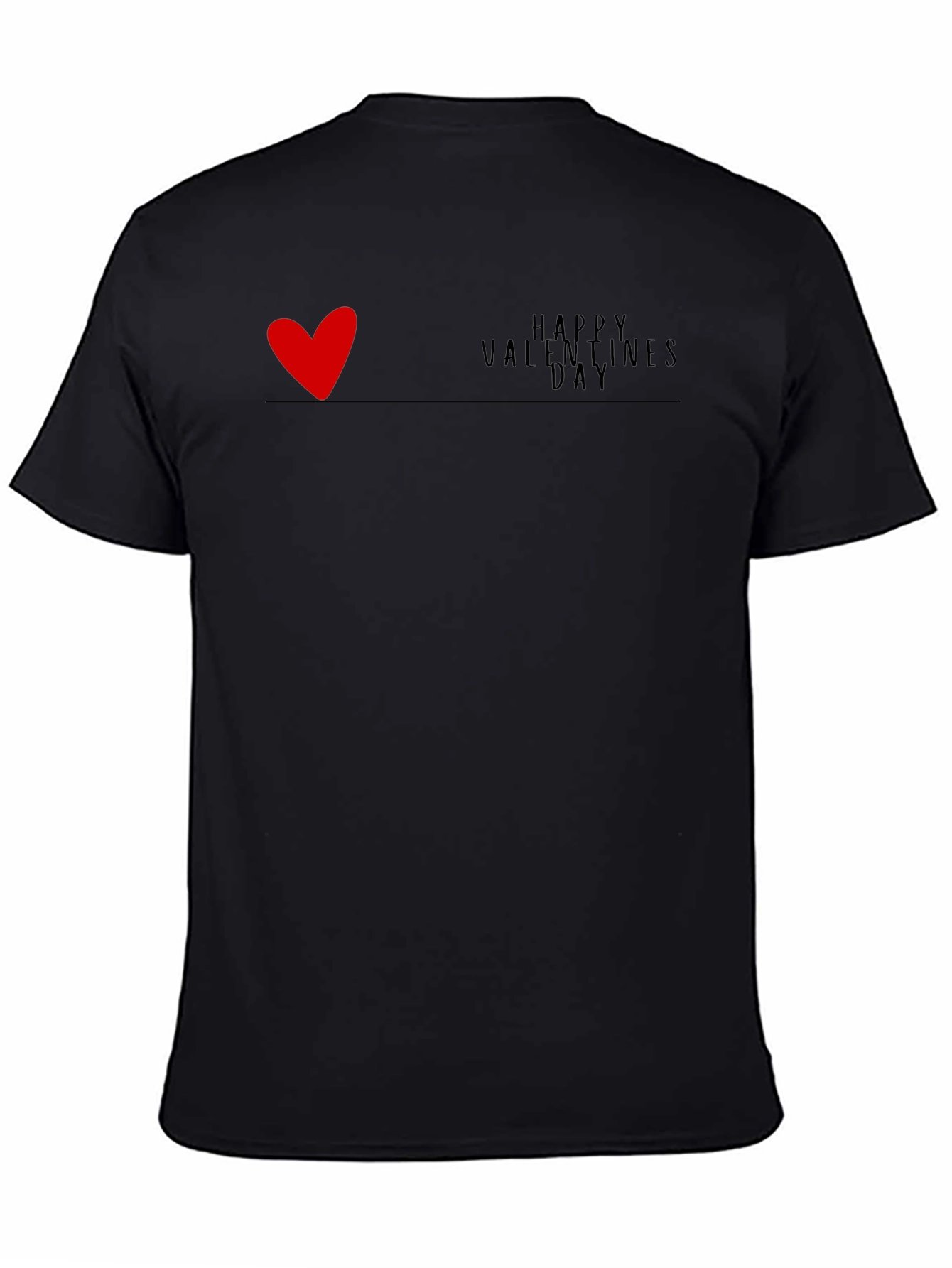 Mens Black Happy Valentines Day Graphic T-Shirt
