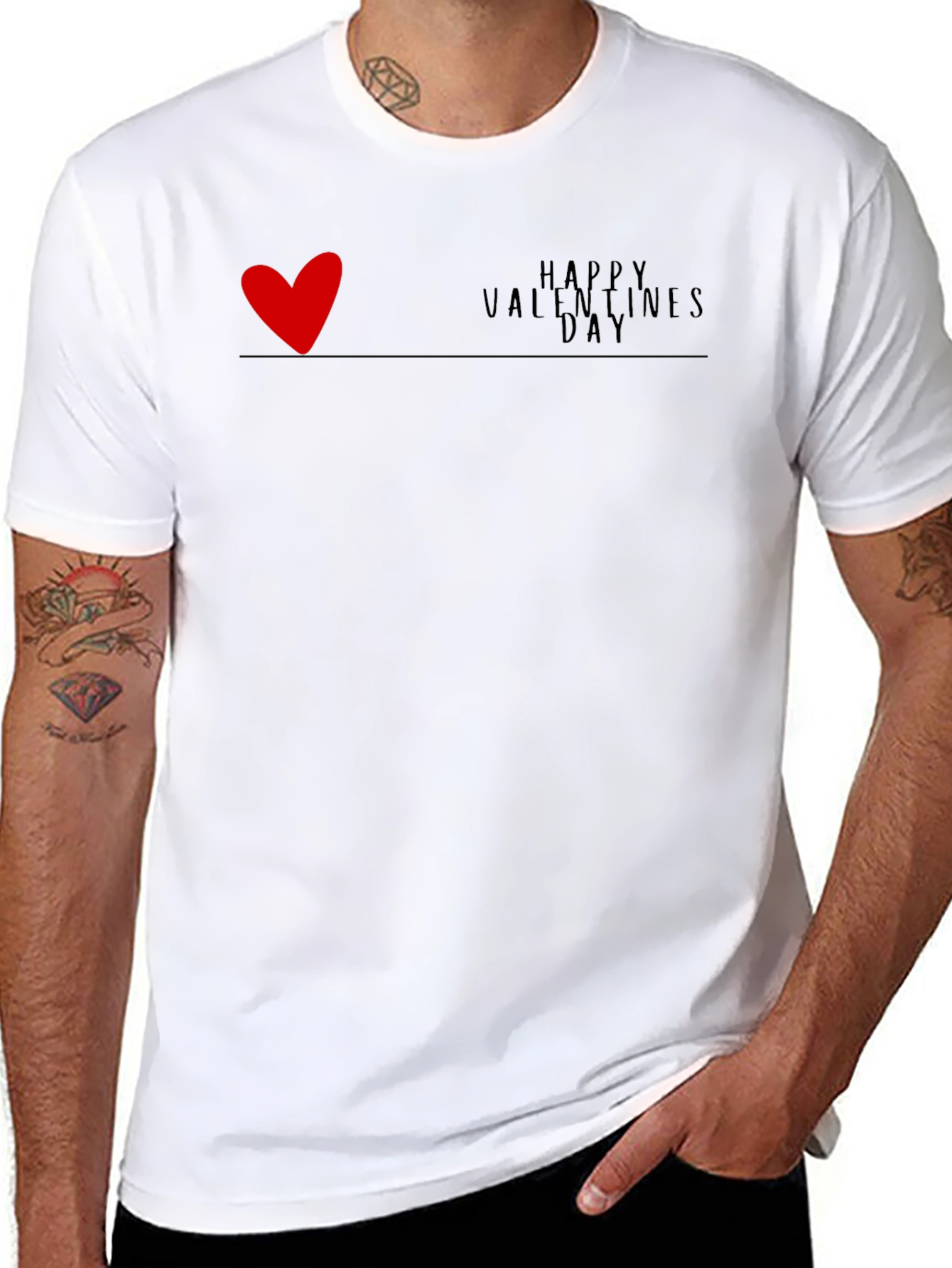 Mens Black Happy Valentines Day Graphic T-Shirt