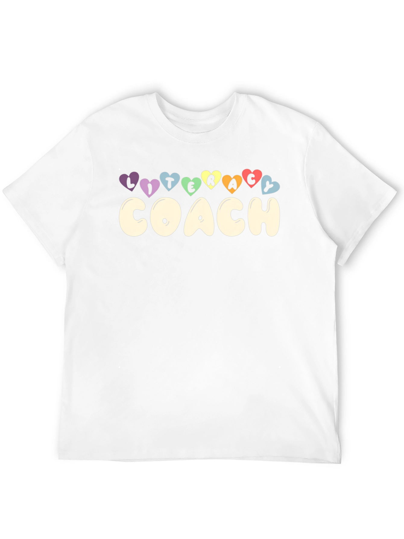 Literacy Coach Graphic Tee - Rainbow Hearts Black T-Shirt