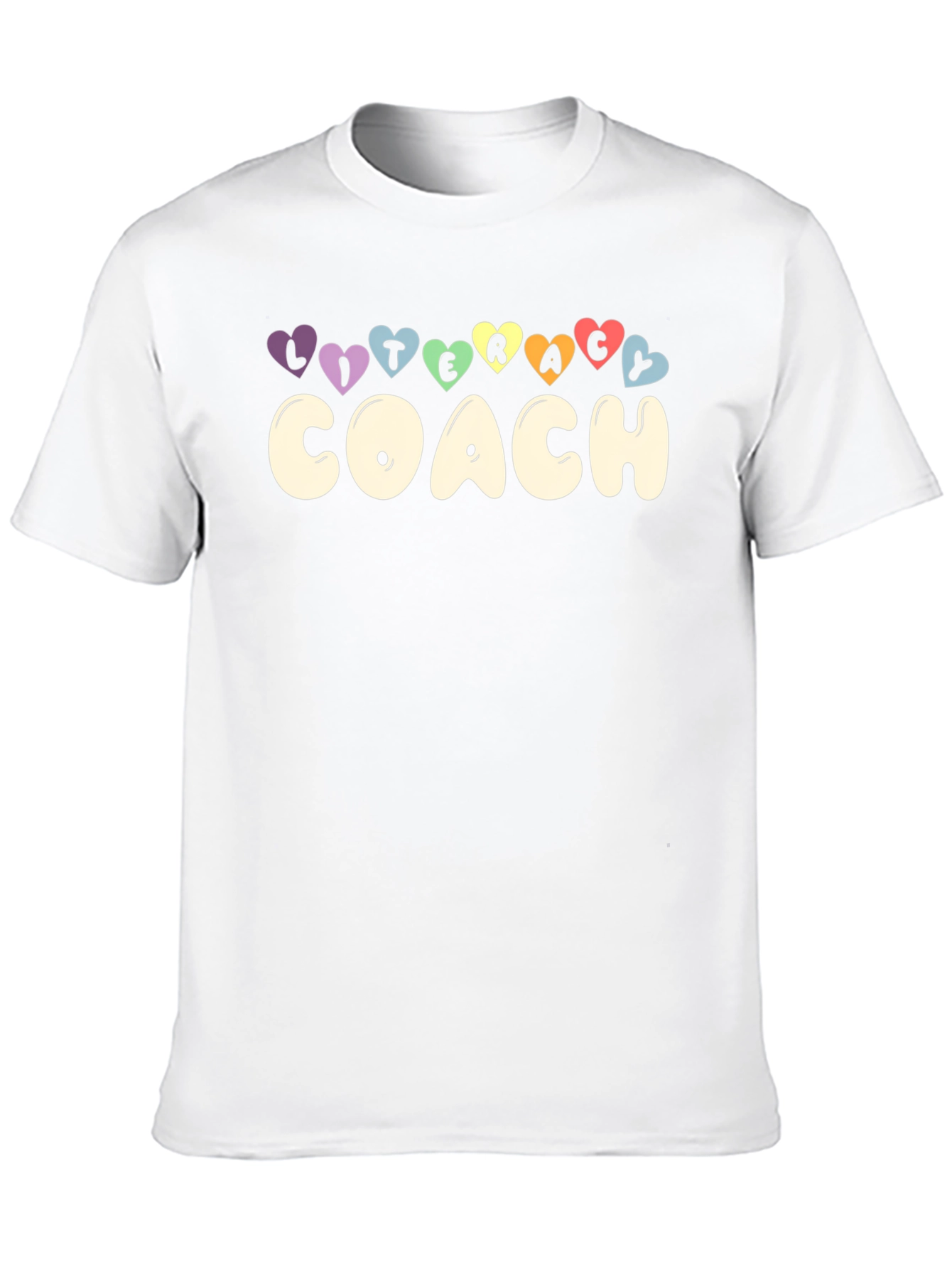 Literacy Coach Graphic Tee - Rainbow Hearts Black T-Shirt