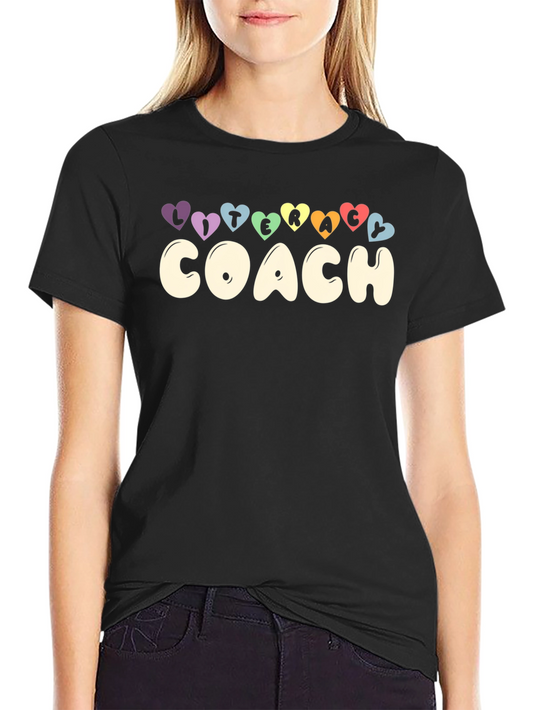 Literacy Coach Graphic Tee - Rainbow Hearts Black T-Shirt
