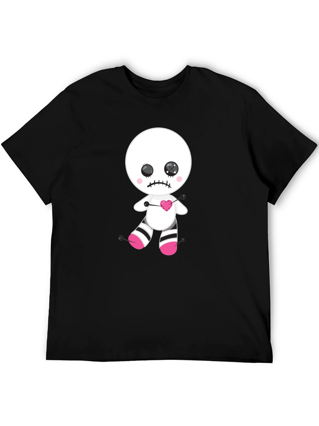 Emo Voodoo Doll Graphic Tee - Black Cotton Shirt