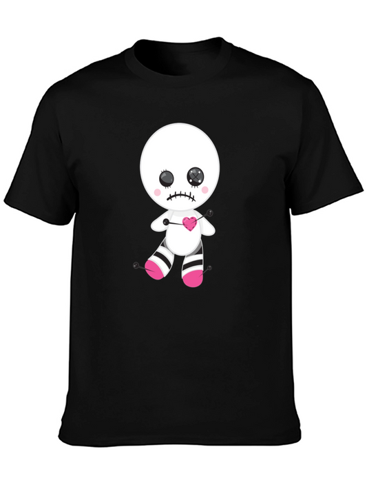 Emo Voodoo Doll Graphic Tee - Black Cotton Shirt
