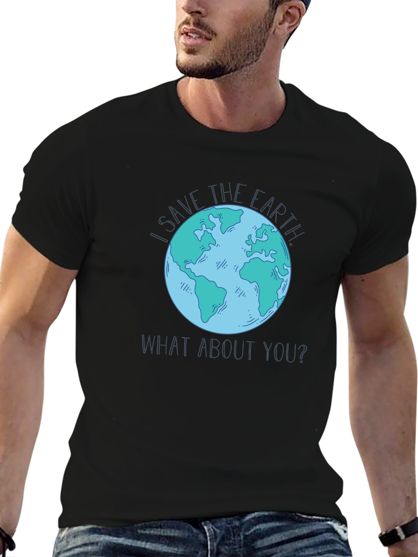 Save the Earth Graphic T-Shirt - Black Cotton Tee