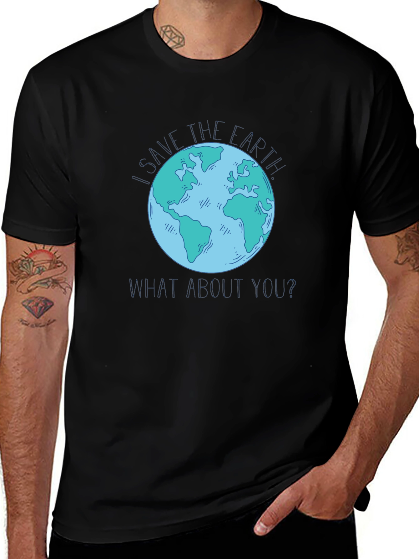 Save the Earth Graphic T-Shirt - Black Cotton Tee