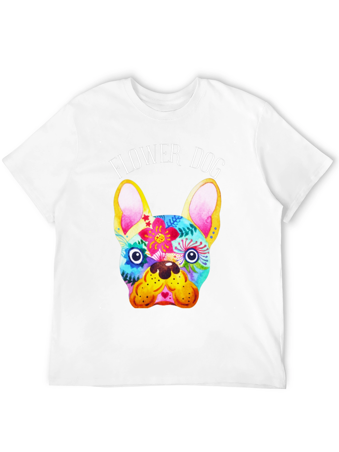 Flower Dog Graphic Tee - Stylish Bulldog Print