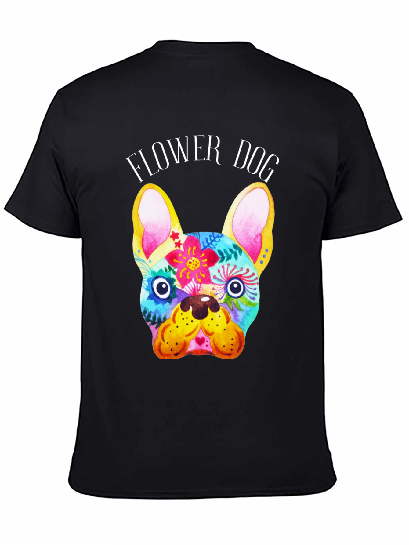 Flower Dog Graphic Tee - Stylish Bulldog Print