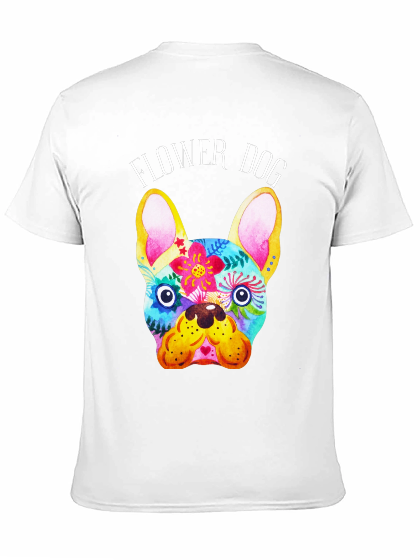 Flower Dog Graphic Tee - Stylish Bulldog Print
