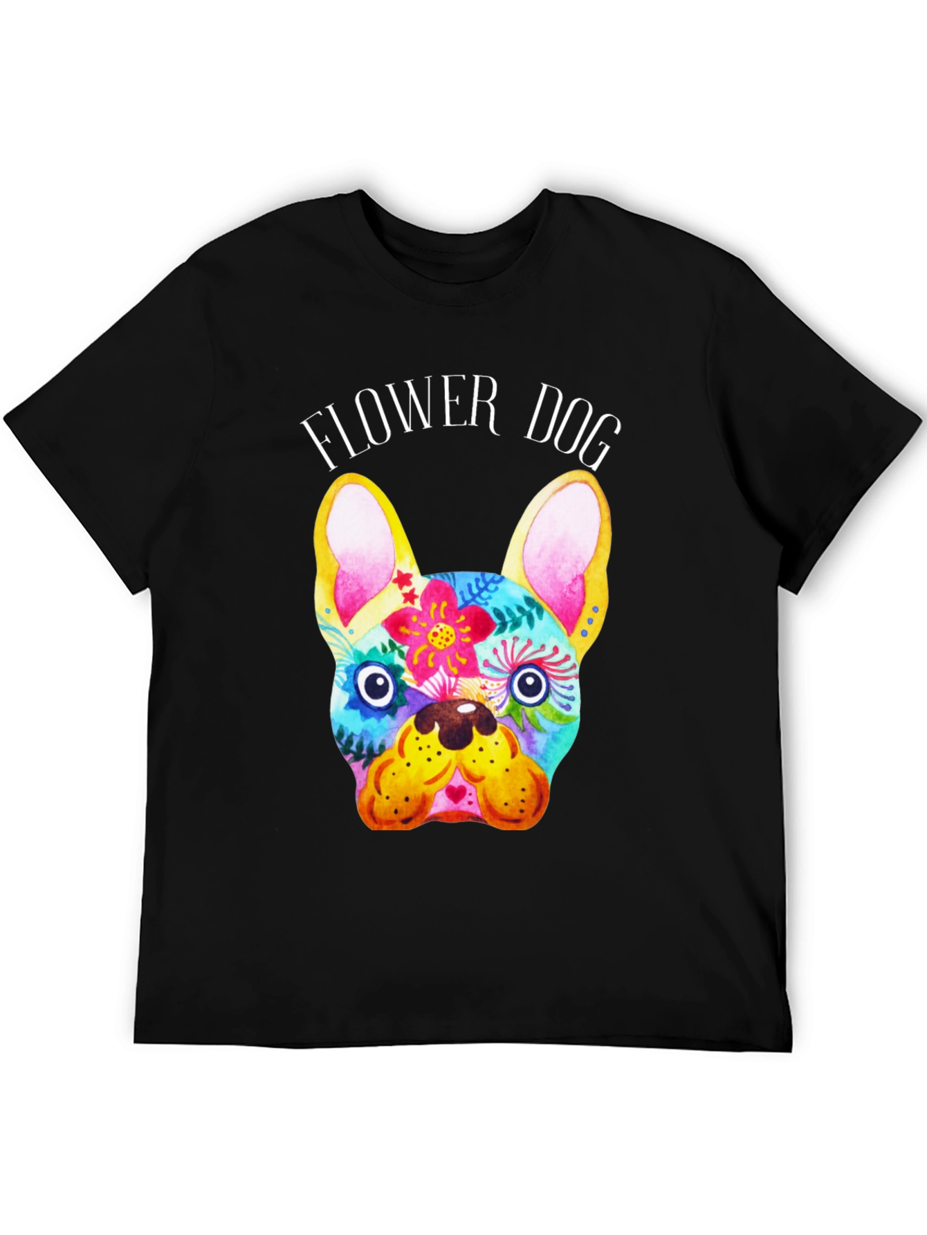 Flower Dog Graphic Tee - Stylish Bulldog Print