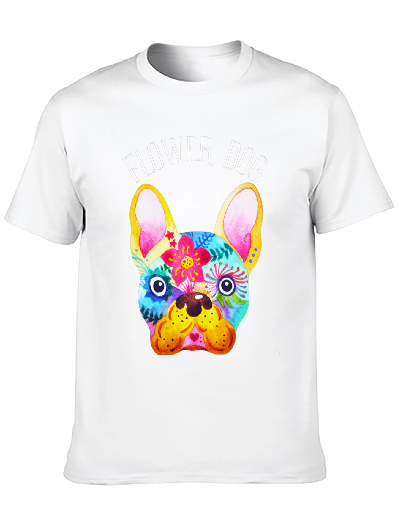 Flower Dog Graphic Tee - Stylish Bulldog Print