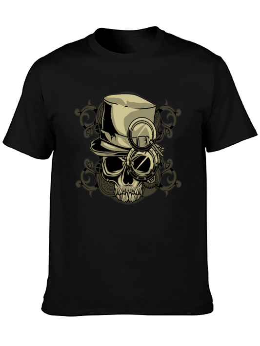 Steampunk Skull T-Shirt - Gears & Top Hat