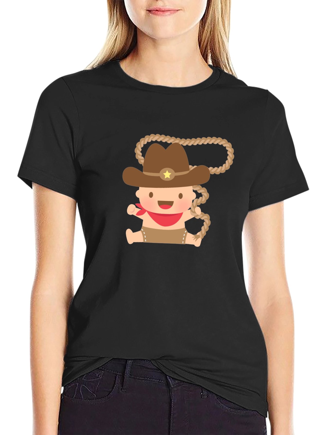 Cartoon Cowboy Baby T-Shirt - Black