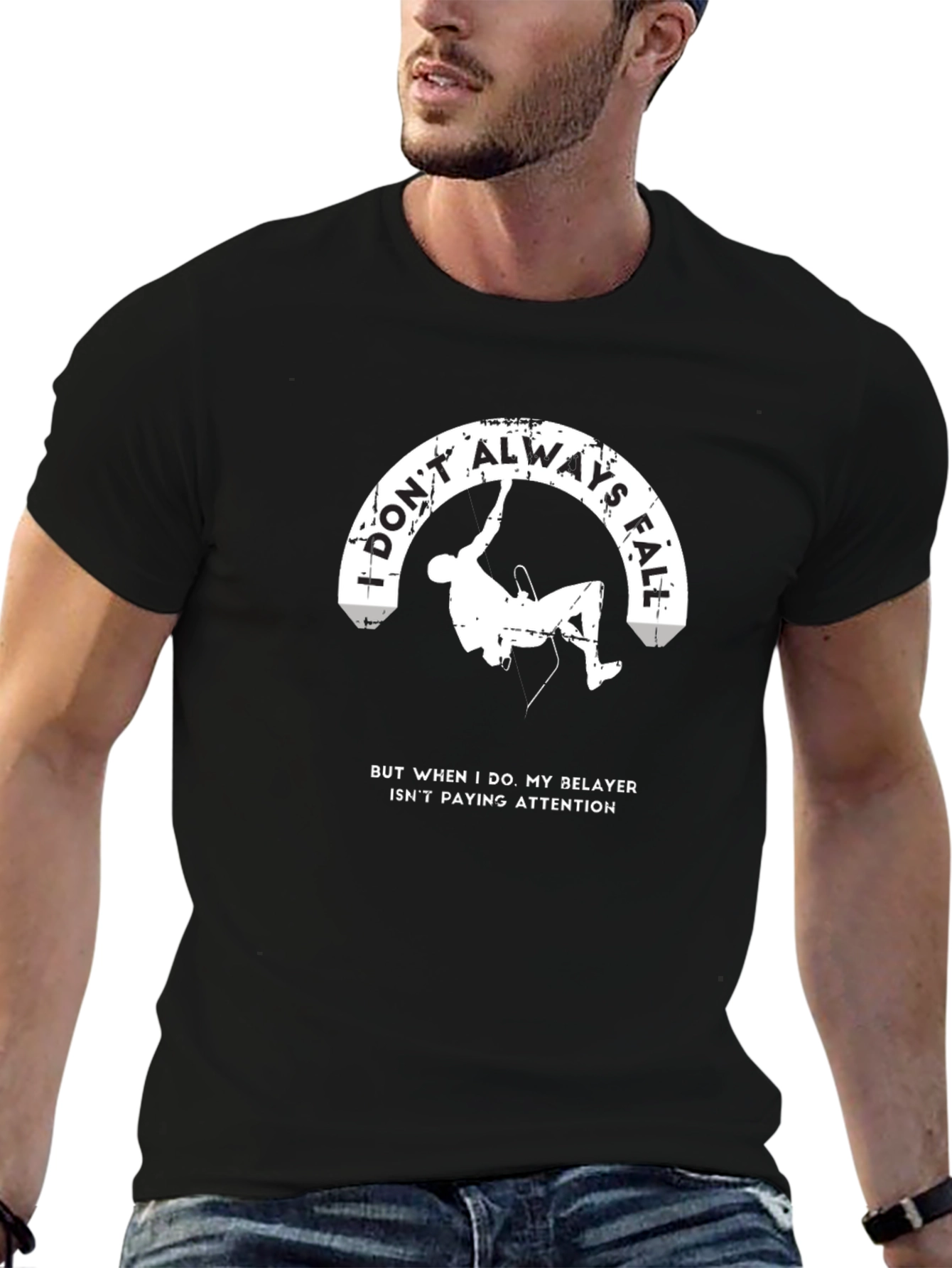 Climbing Humor T-Shirt - Belayer Attention