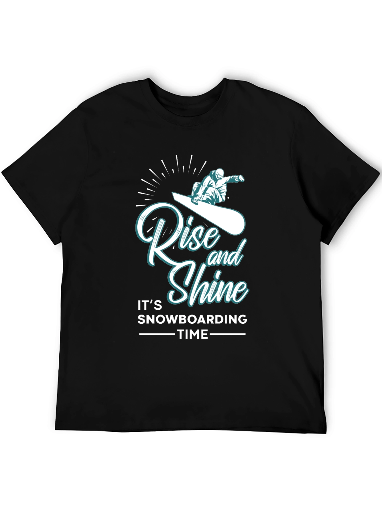 Rise and Shine Snowboarding Time Black T-Shirt