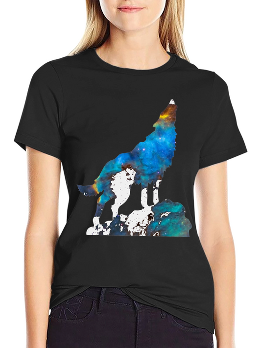 Galaxy Wolf Howling T-Shirt - Unique Space Design