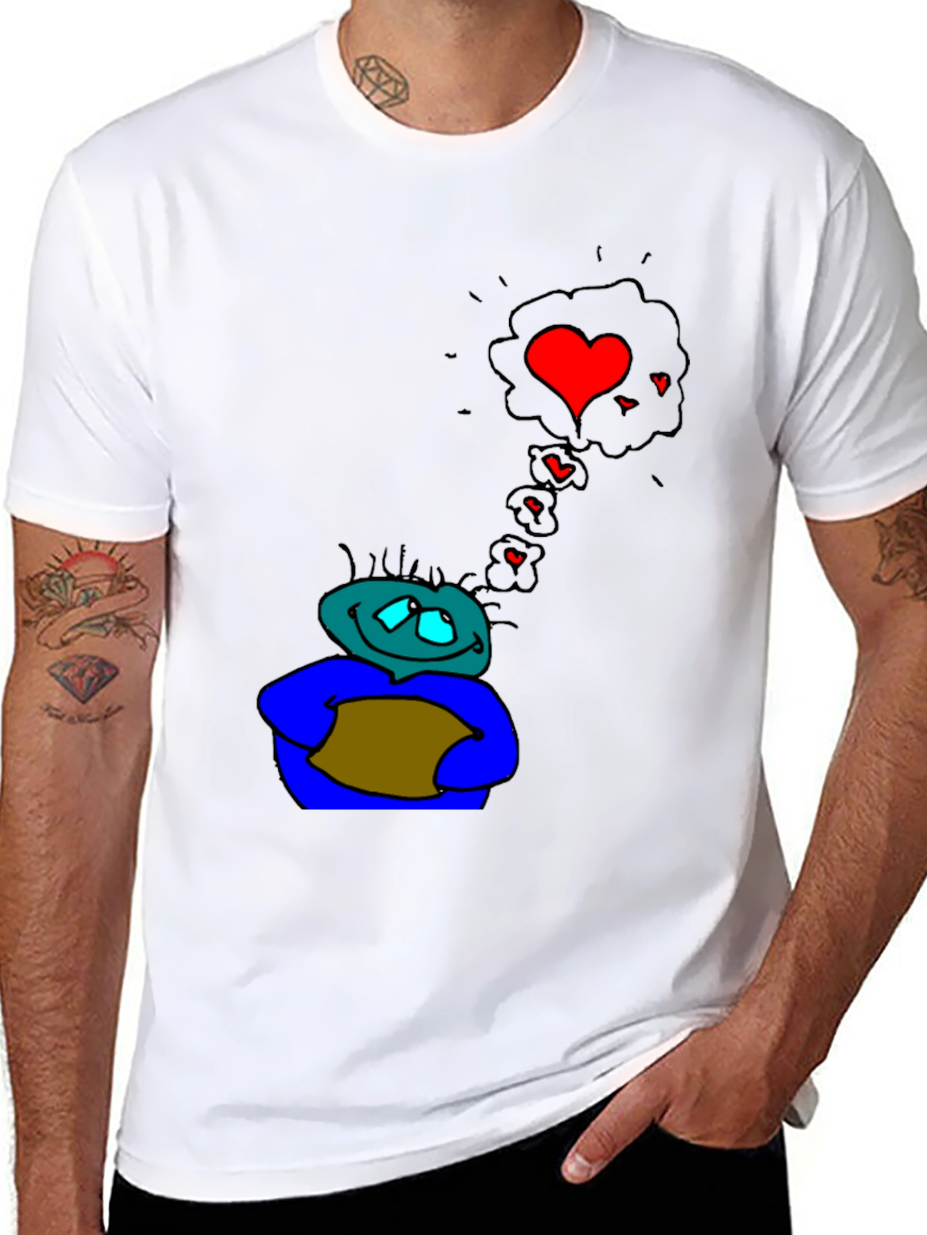 Cartoon Character Heart Dream Black T-Shirt