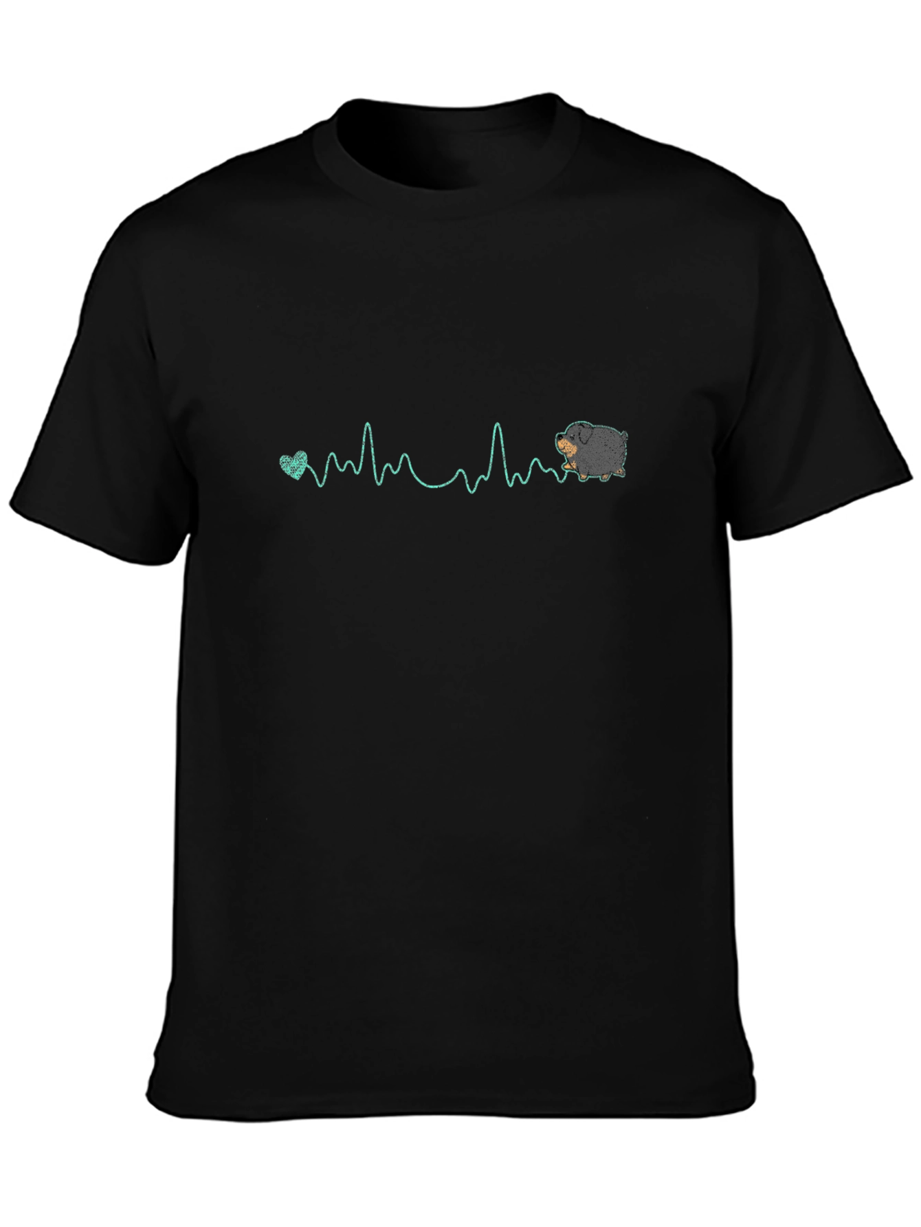 Rottweiler Heartbeat T-Shirt - Mens Black Tee