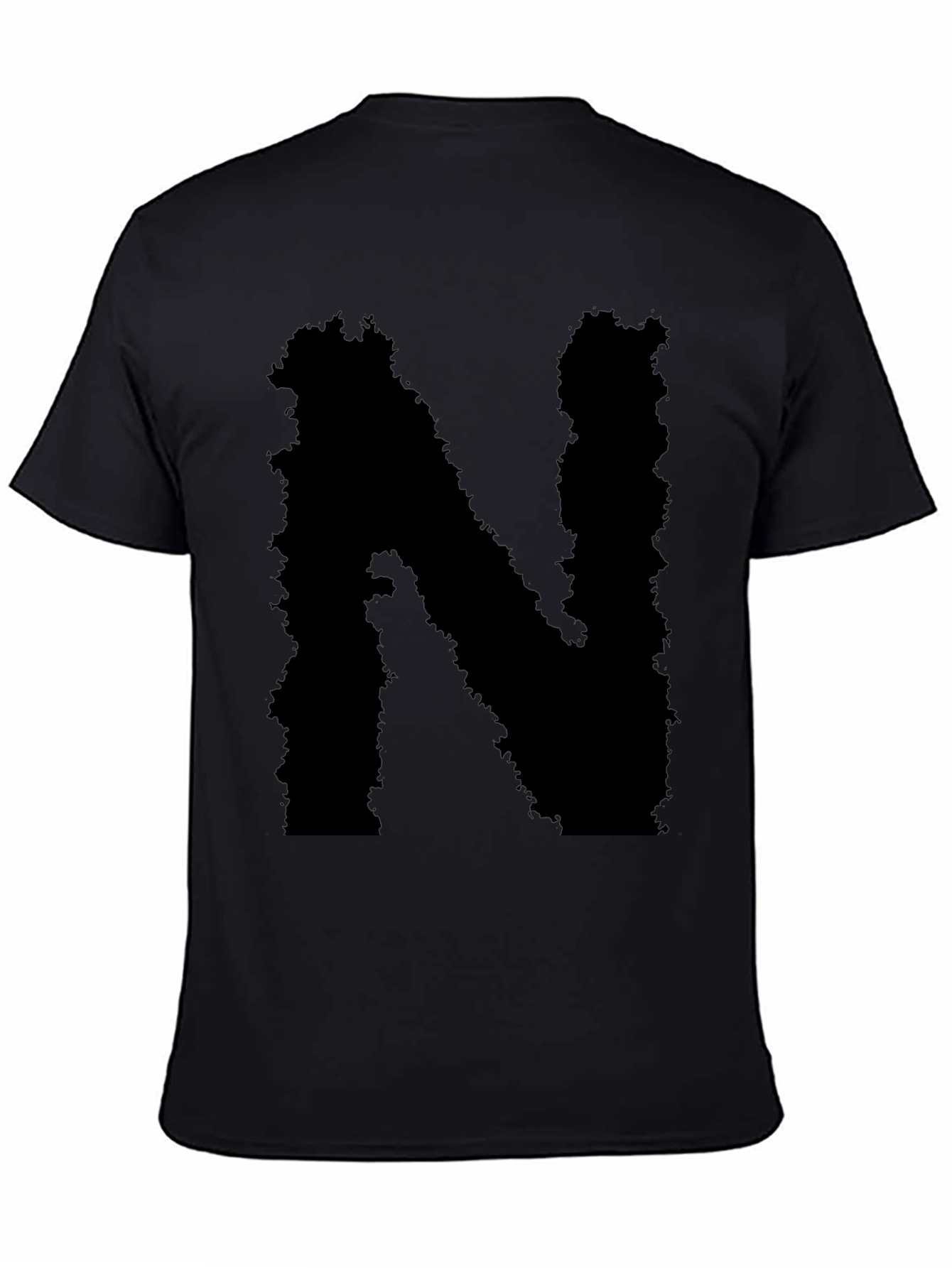 Mens Black T-Shirt - Abstract Letter N Design
