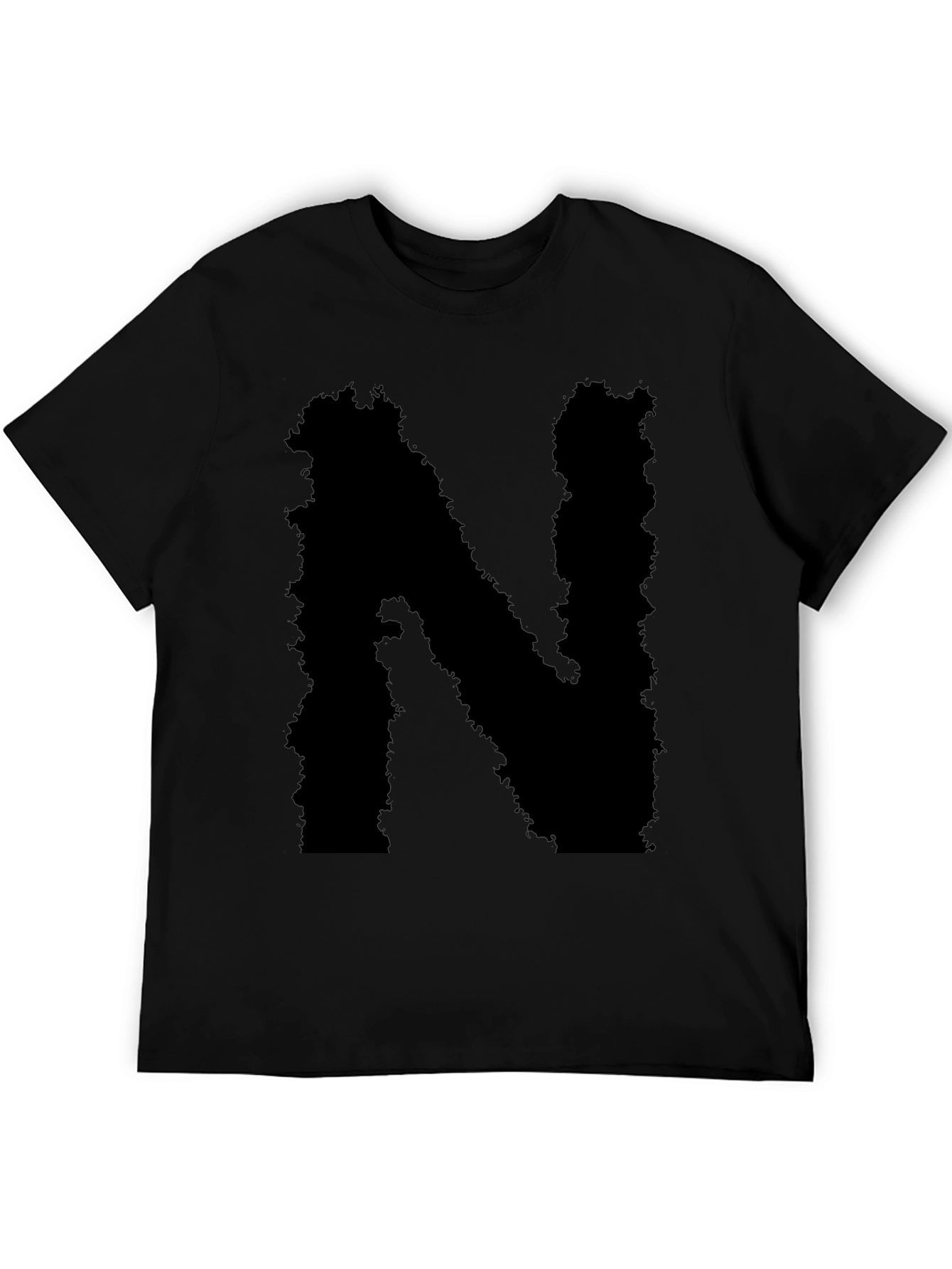 Mens Black T-Shirt - Abstract Letter N Design