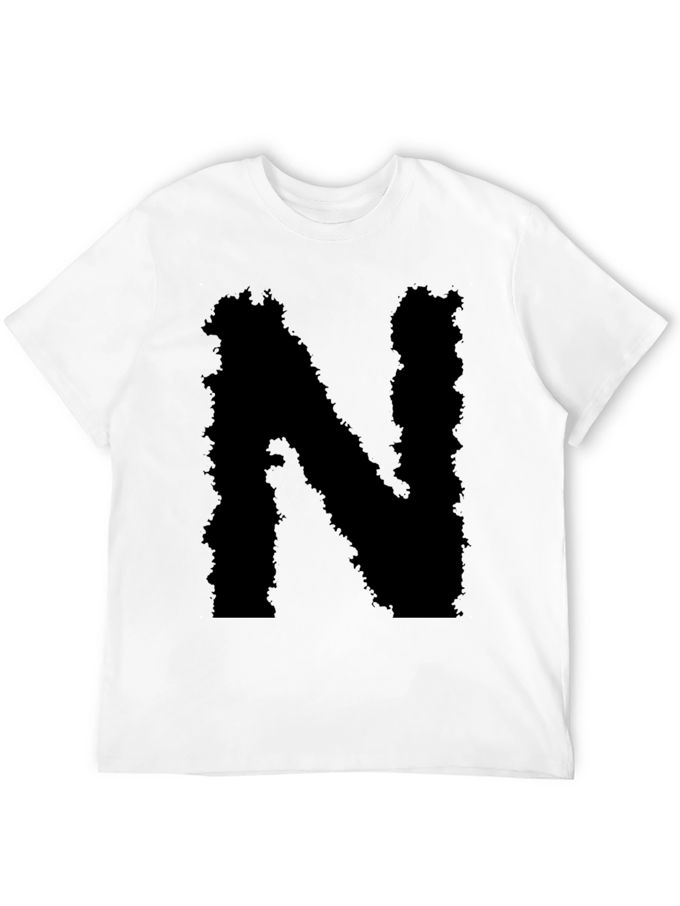 Mens Black T-Shirt - Abstract Letter N Design