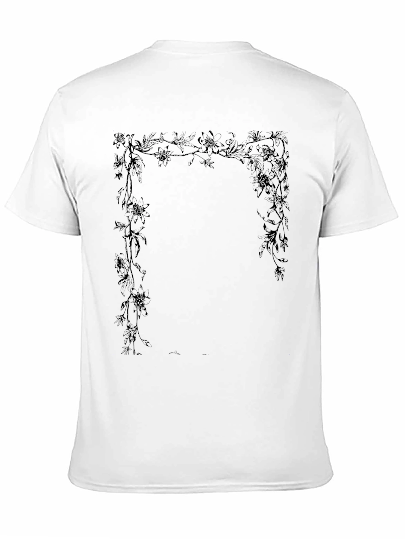 Floral Frame Graphic Tee - Stylish Black T-Shirt