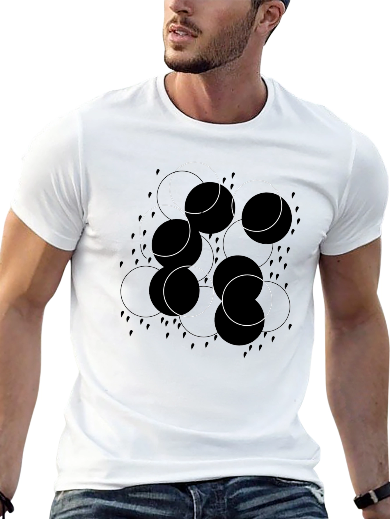 Modern Circle Graphic Black T-Shirt
