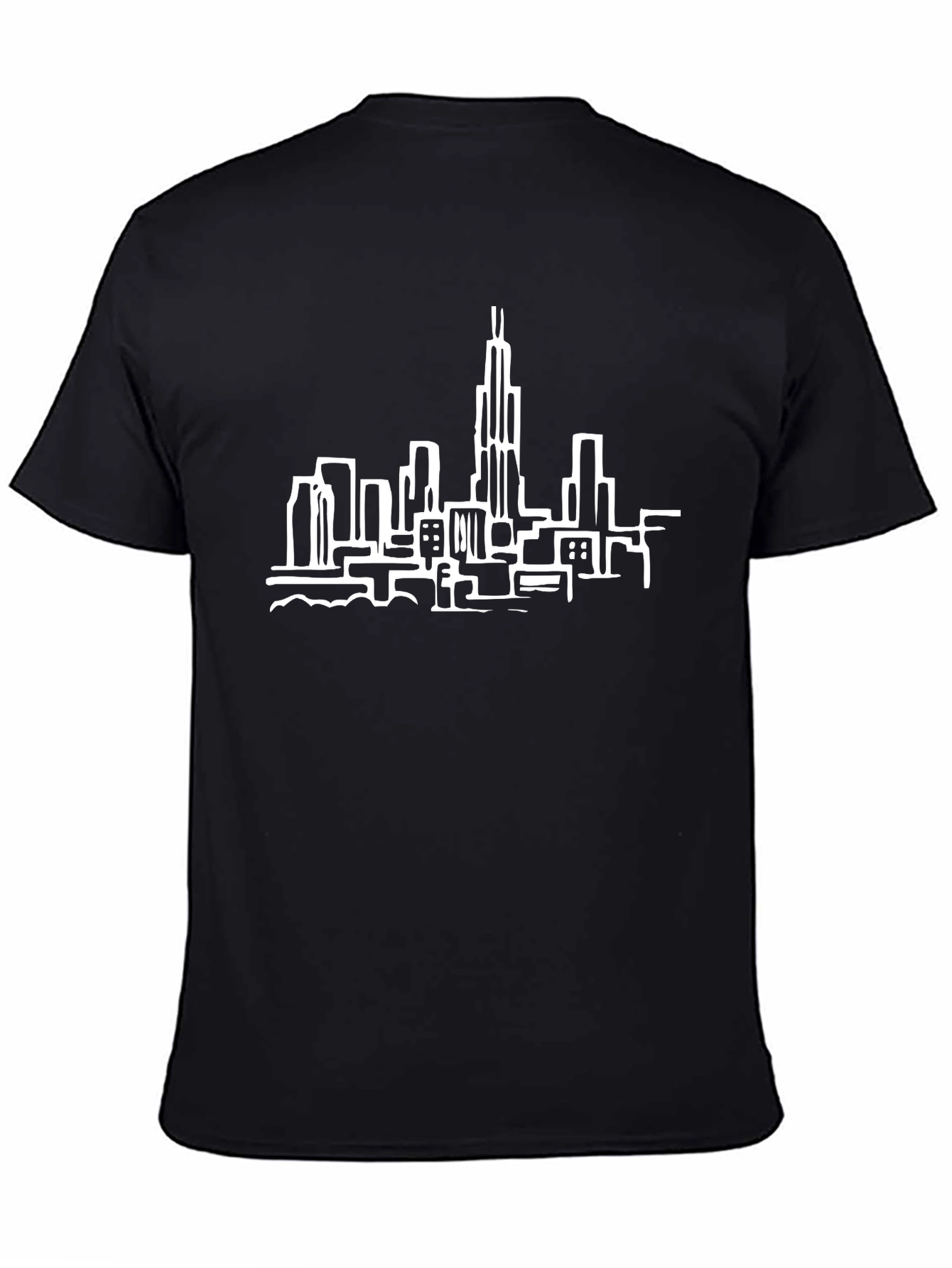 Chicago Skyline Graphic Tee - Black Cotton T-Shirt
