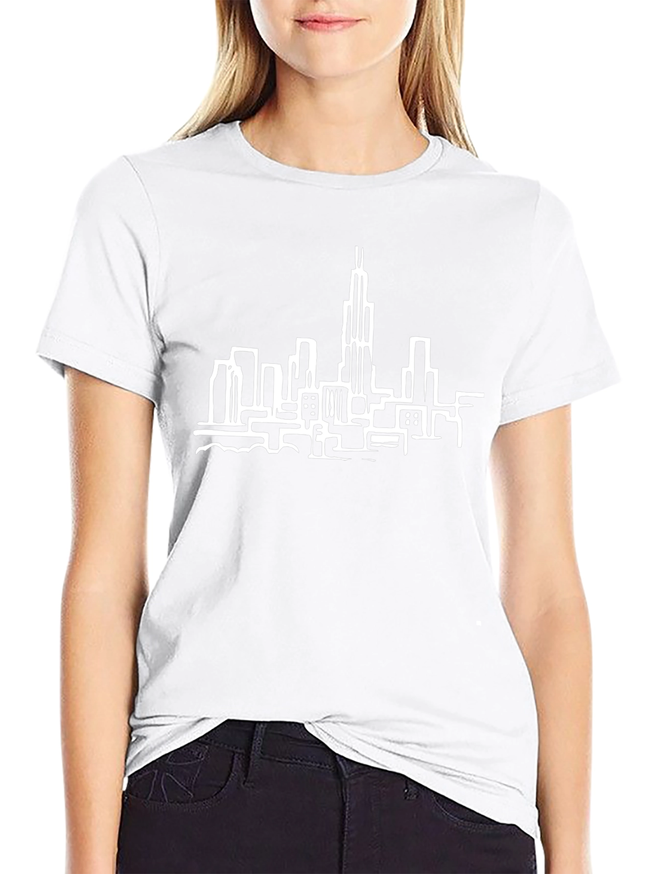 Chicago Skyline Graphic Tee - Black Cotton T-Shirt