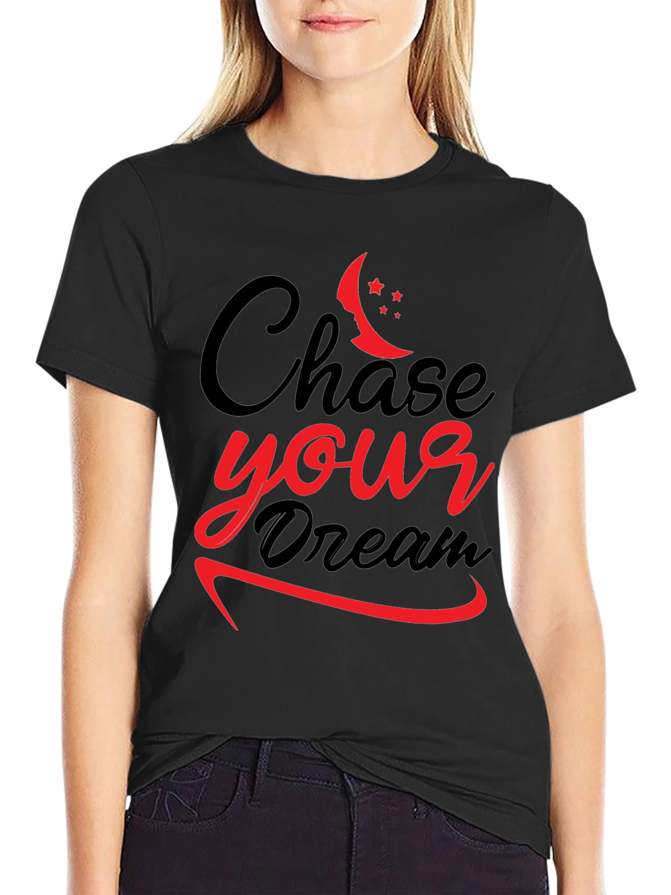 Chase Your Dream Graphic Tee - Motivational Black T-Shirt