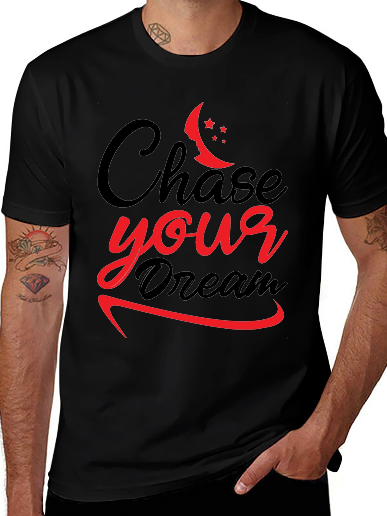 Chase Your Dream Graphic Tee - Motivational Black T-Shirt