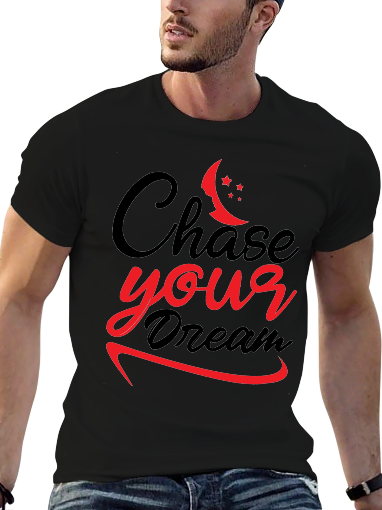 Chase Your Dream Graphic Tee - Motivational Black T-Shirt