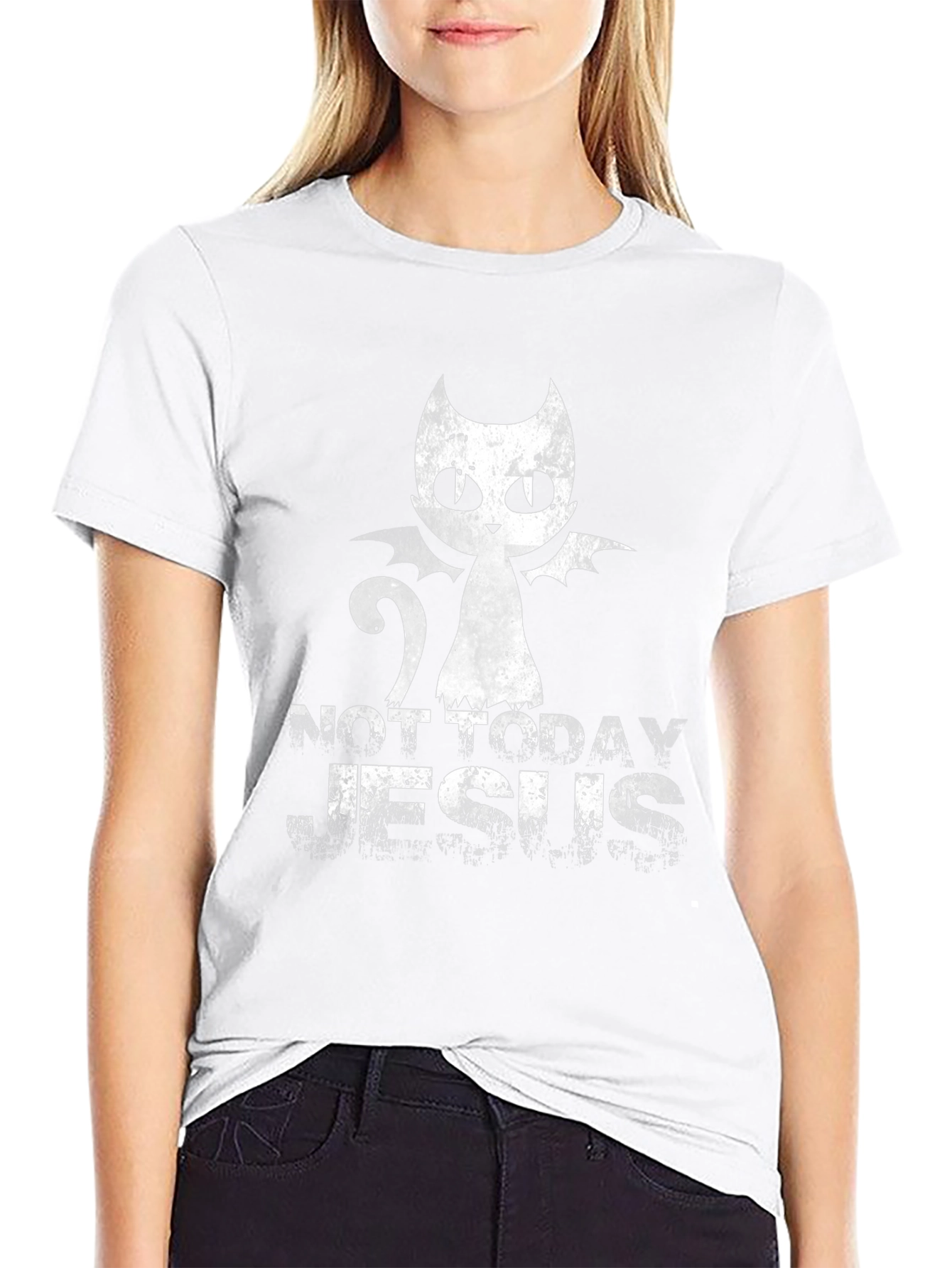 Not Today Jesus Cat Bat T-Shirt