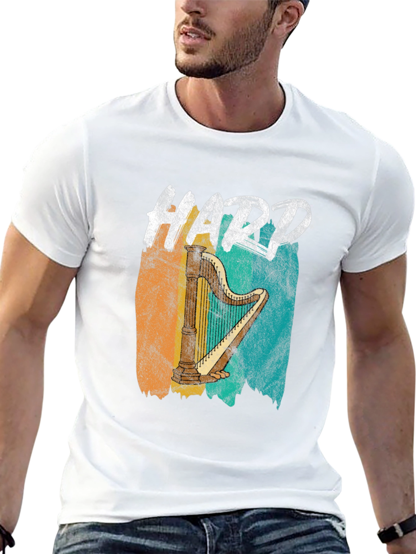 Hard Harp Graphic Tee - Retro Music Lover T-Shirt