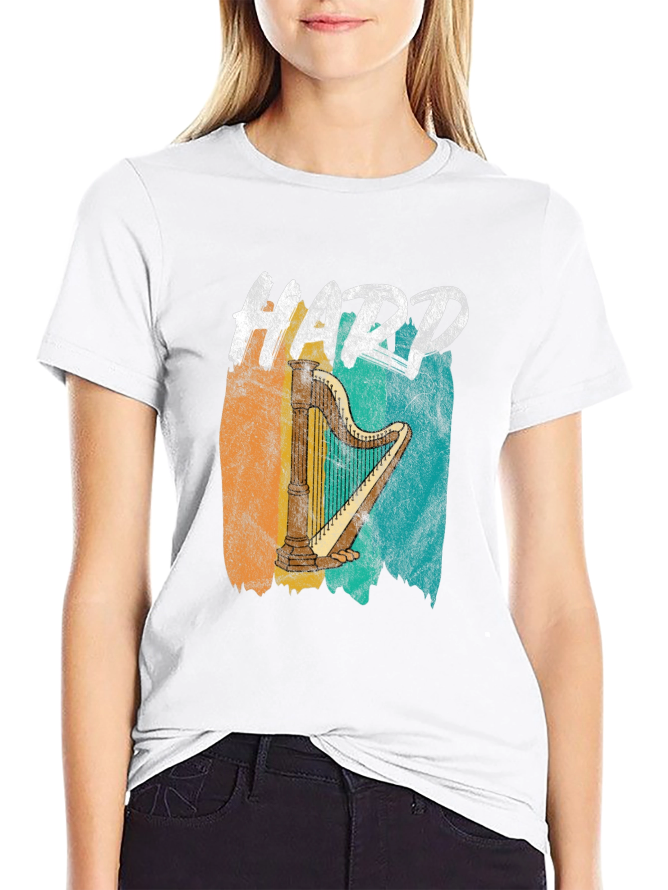 Hard Harp Graphic Tee - Retro Music Lover T-Shirt
