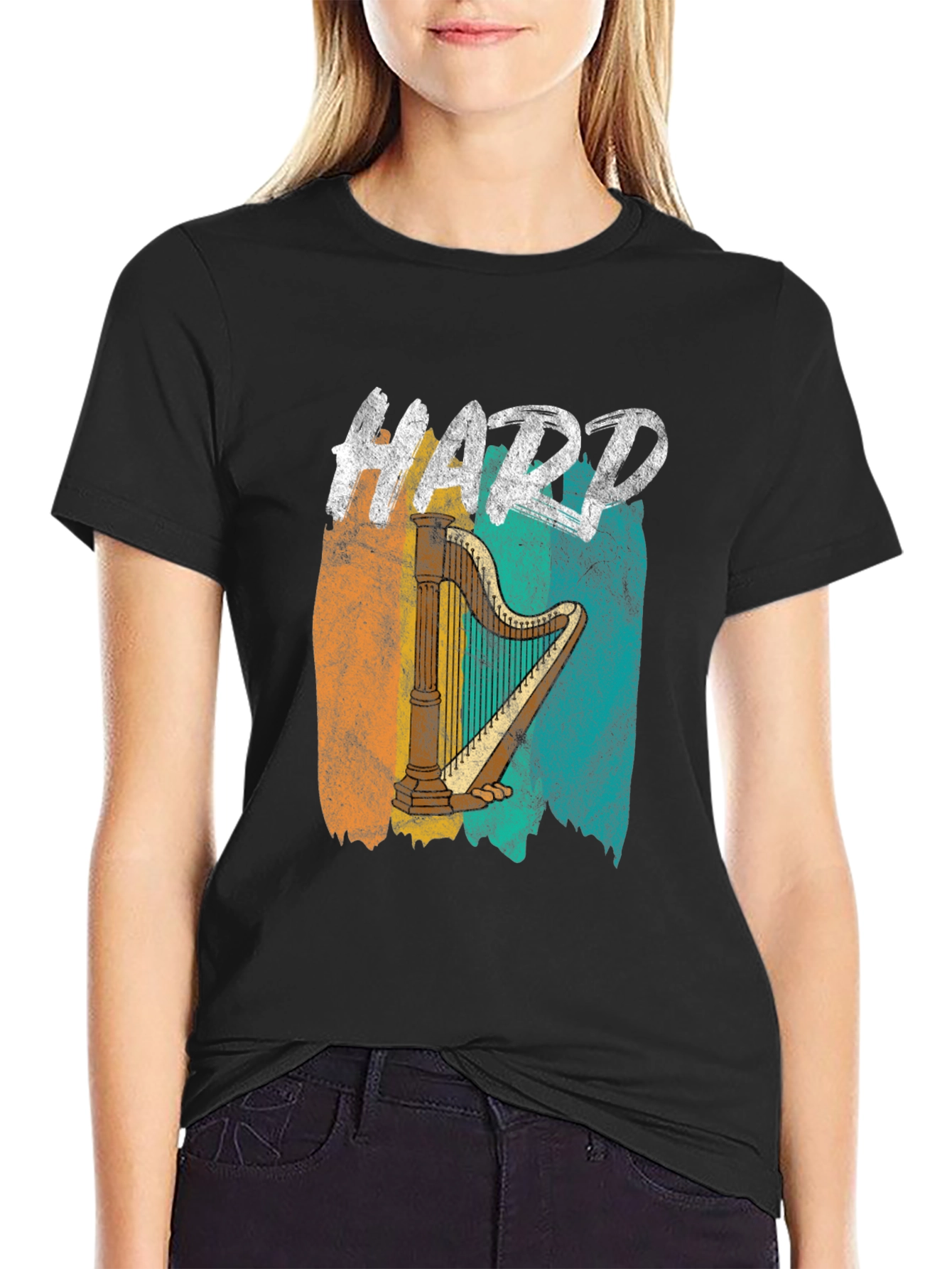 Hard Harp Graphic Tee - Retro Music Lover T-Shirt