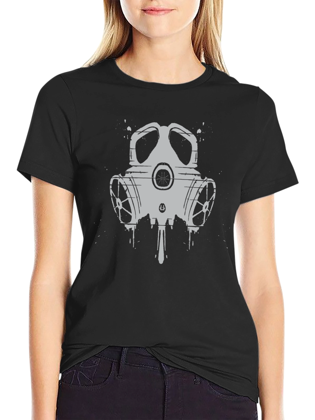 Gas Mask Graphic Print Black T-Shirt