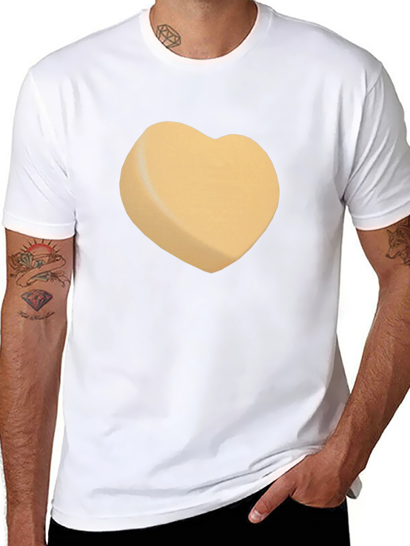 Heart-Shaped Candy Design Black T-Shirt
