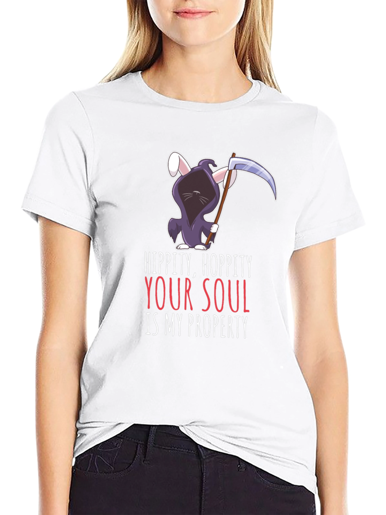 Hippity Hoppity Your Soul Grim Reaper Bunny T-Shirt
