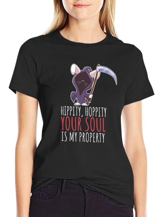 Hippity Hoppity Your Soul Grim Reaper Bunny T-Shirt