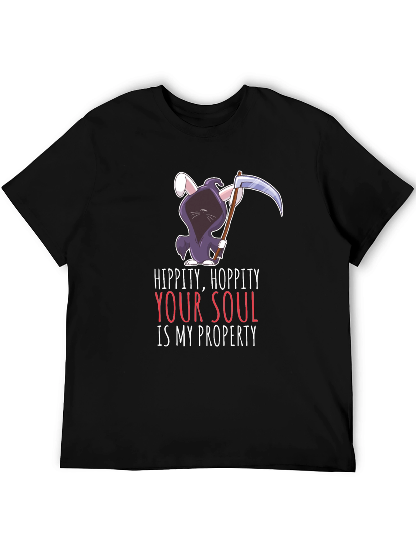 Hippity Hoppity Your Soul Grim Reaper Bunny T-Shirt