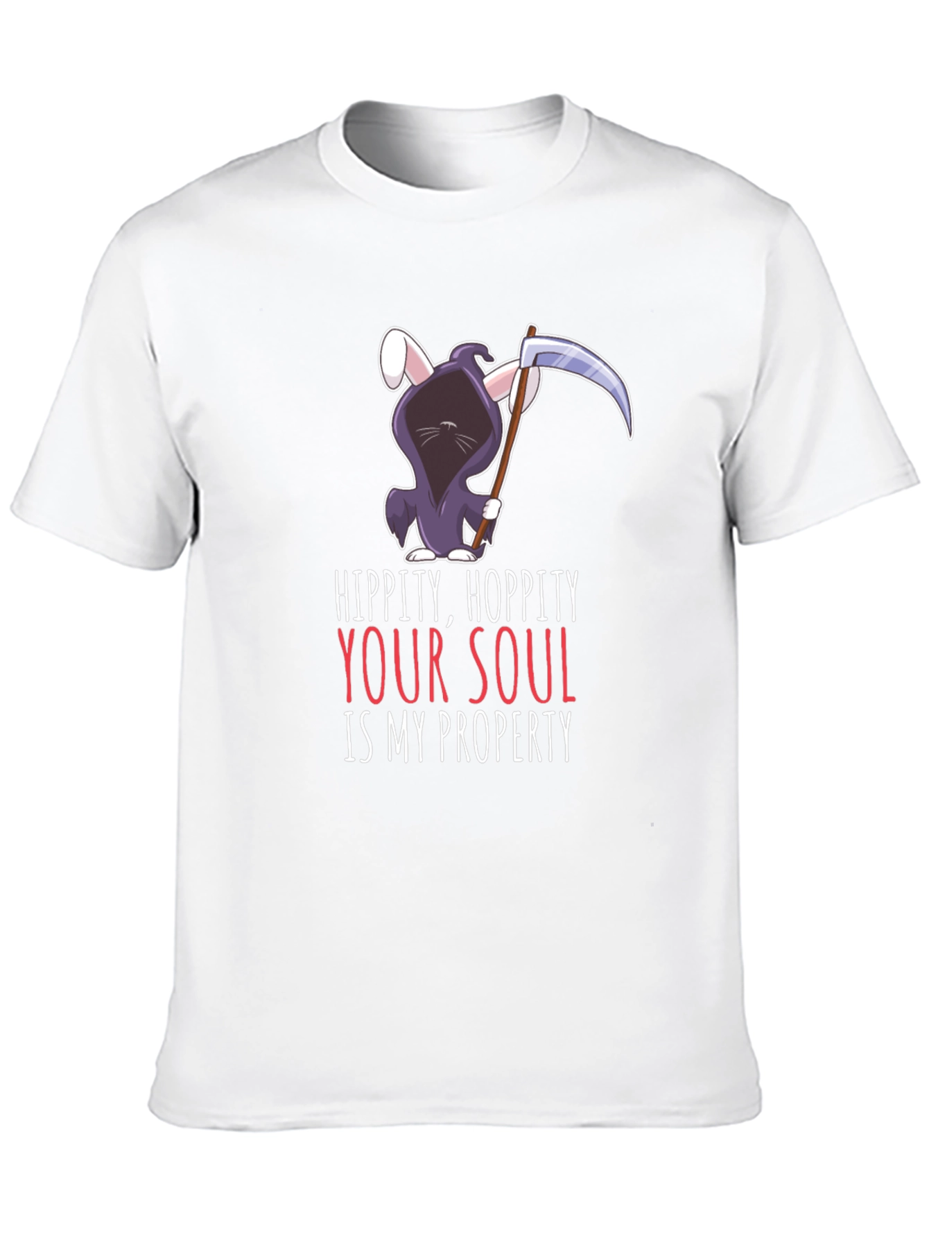Hippity Hoppity Your Soul Grim Reaper Bunny T-Shirt