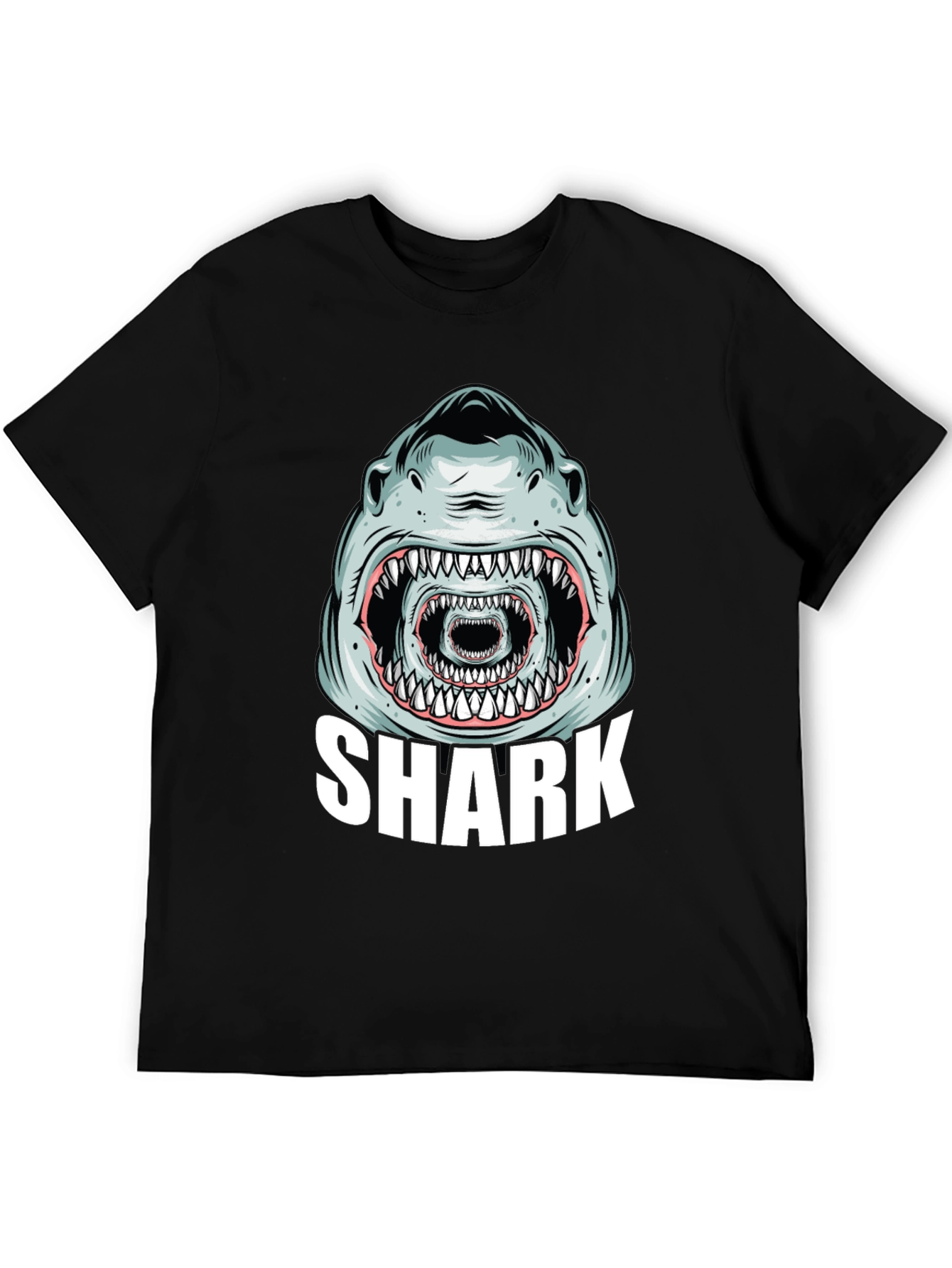 Shark Graphic Tee - Mens Black Cotton T-Shirt