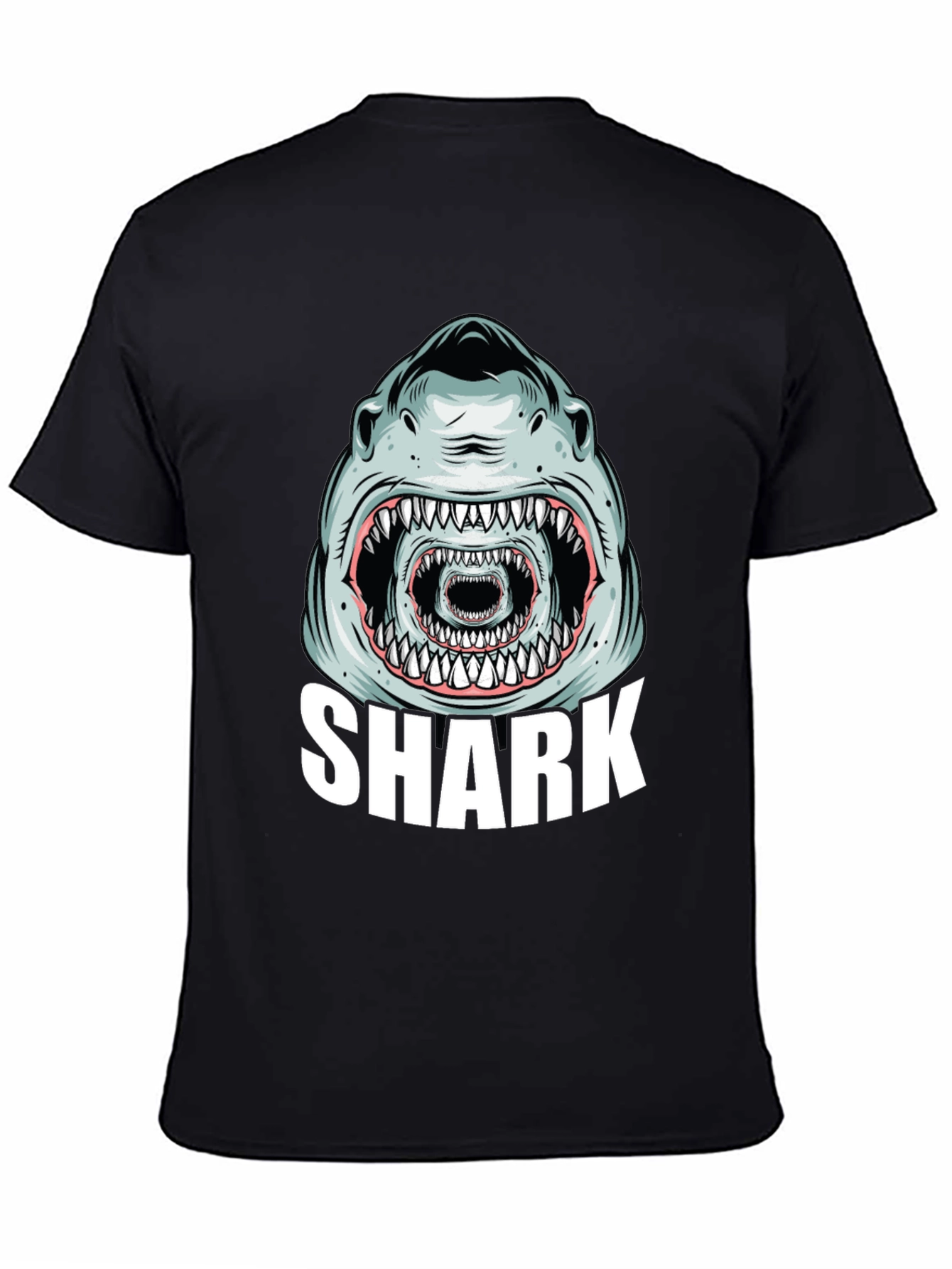 Shark Graphic Tee - Mens Black Cotton T-Shirt