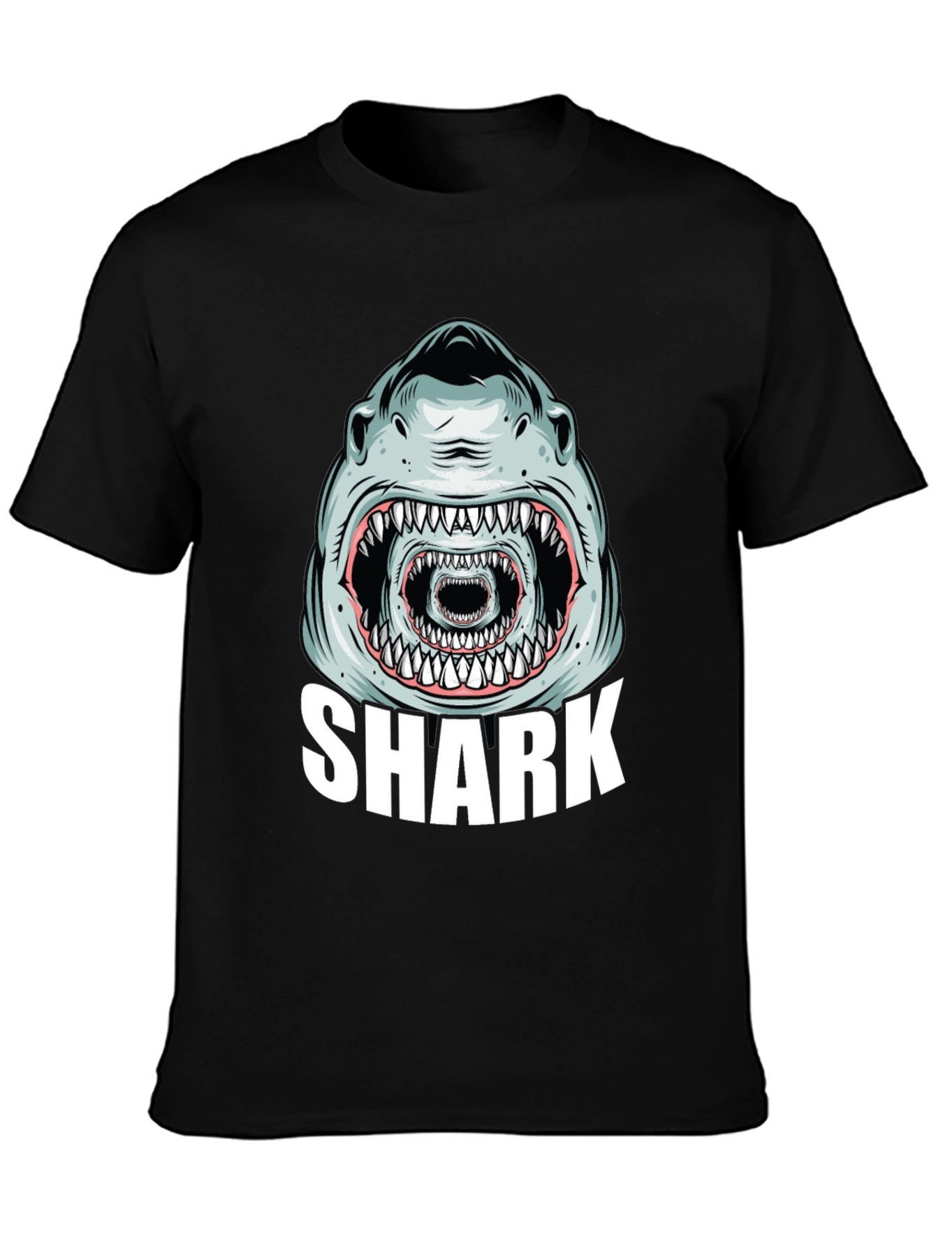 Shark Graphic Tee - Mens Black Cotton T-Shirt