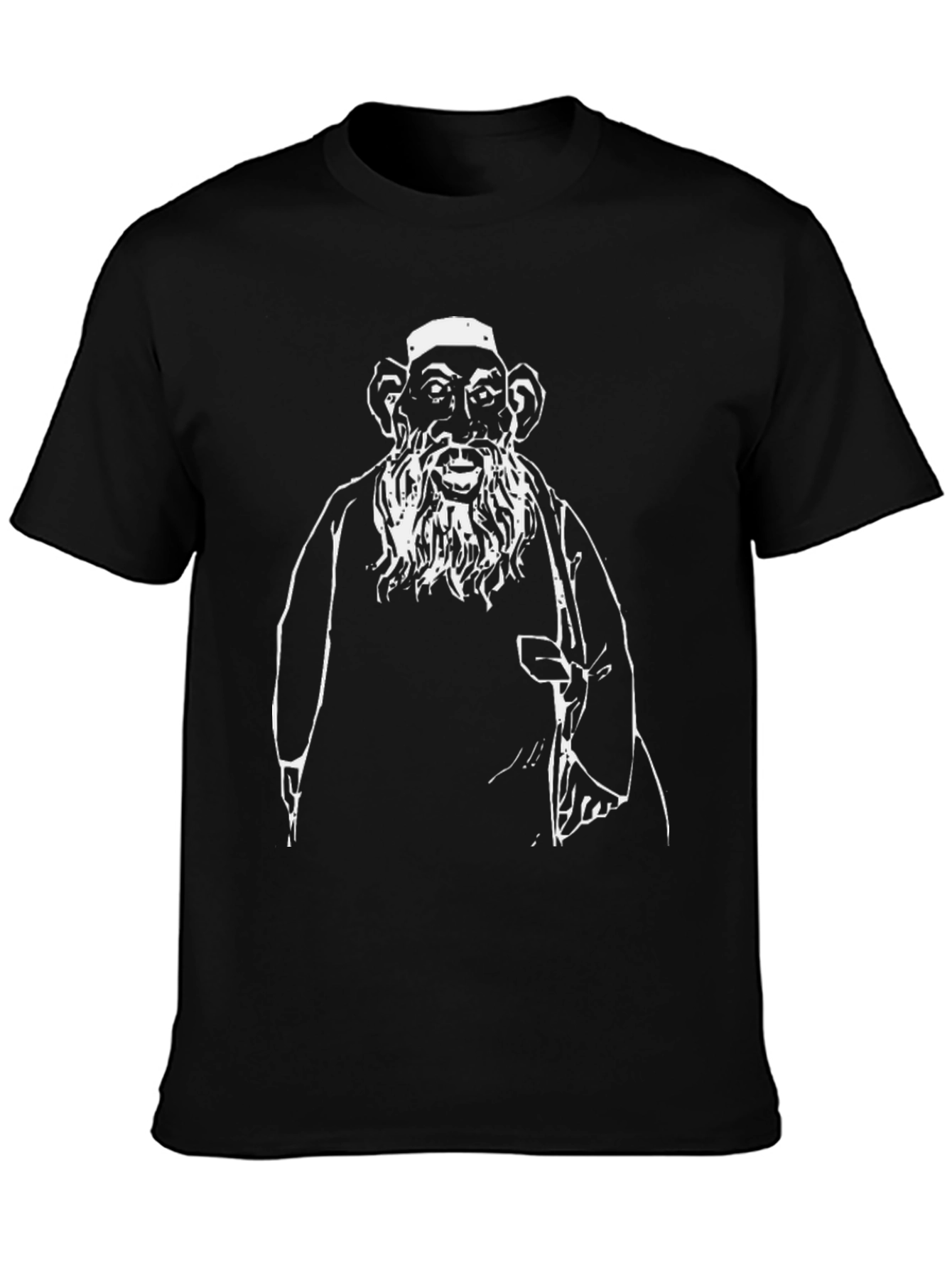 Unique Graphic Tee: Black T-Shirt with Old Man Design