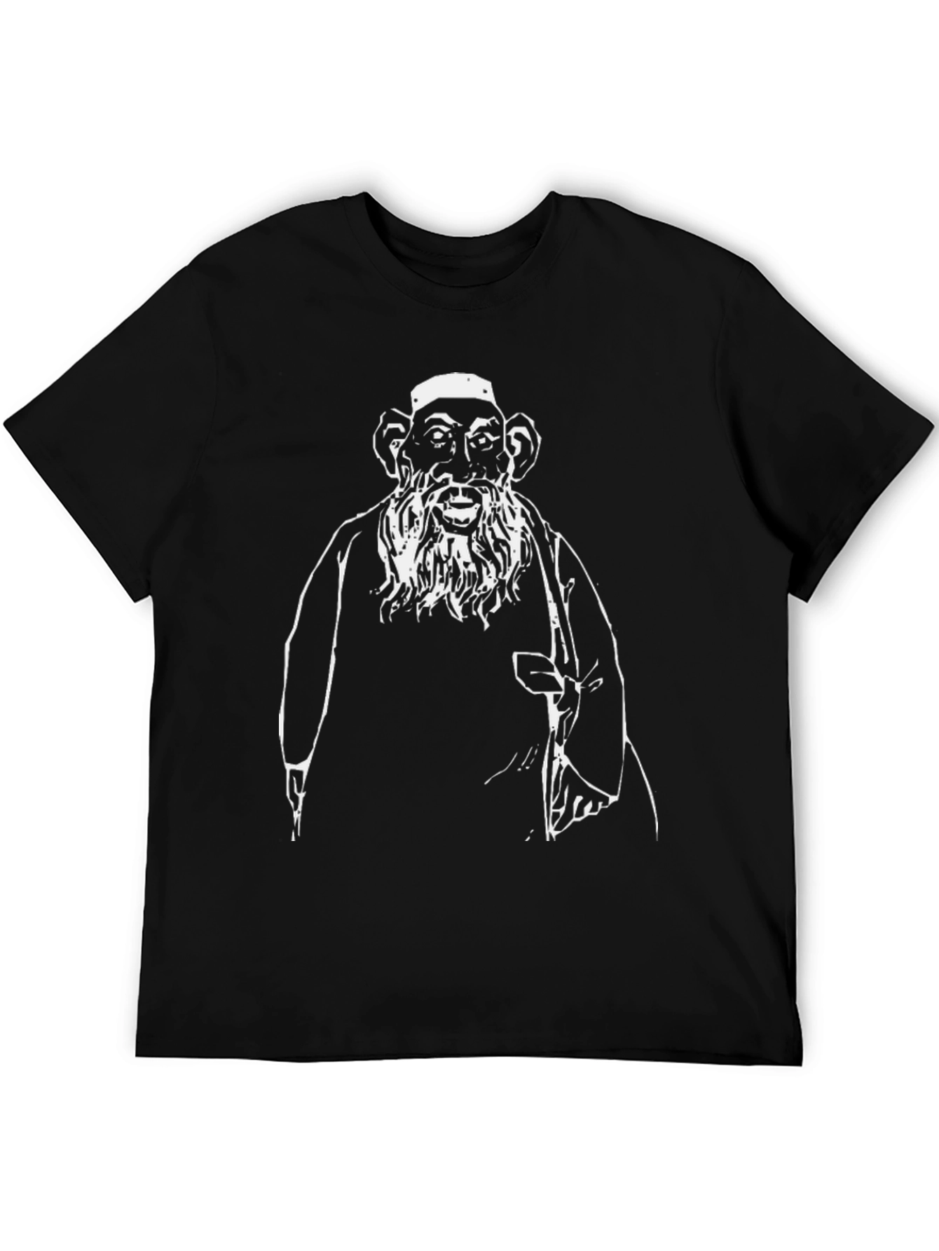Unique Graphic Tee: Black T-Shirt with Old Man Design