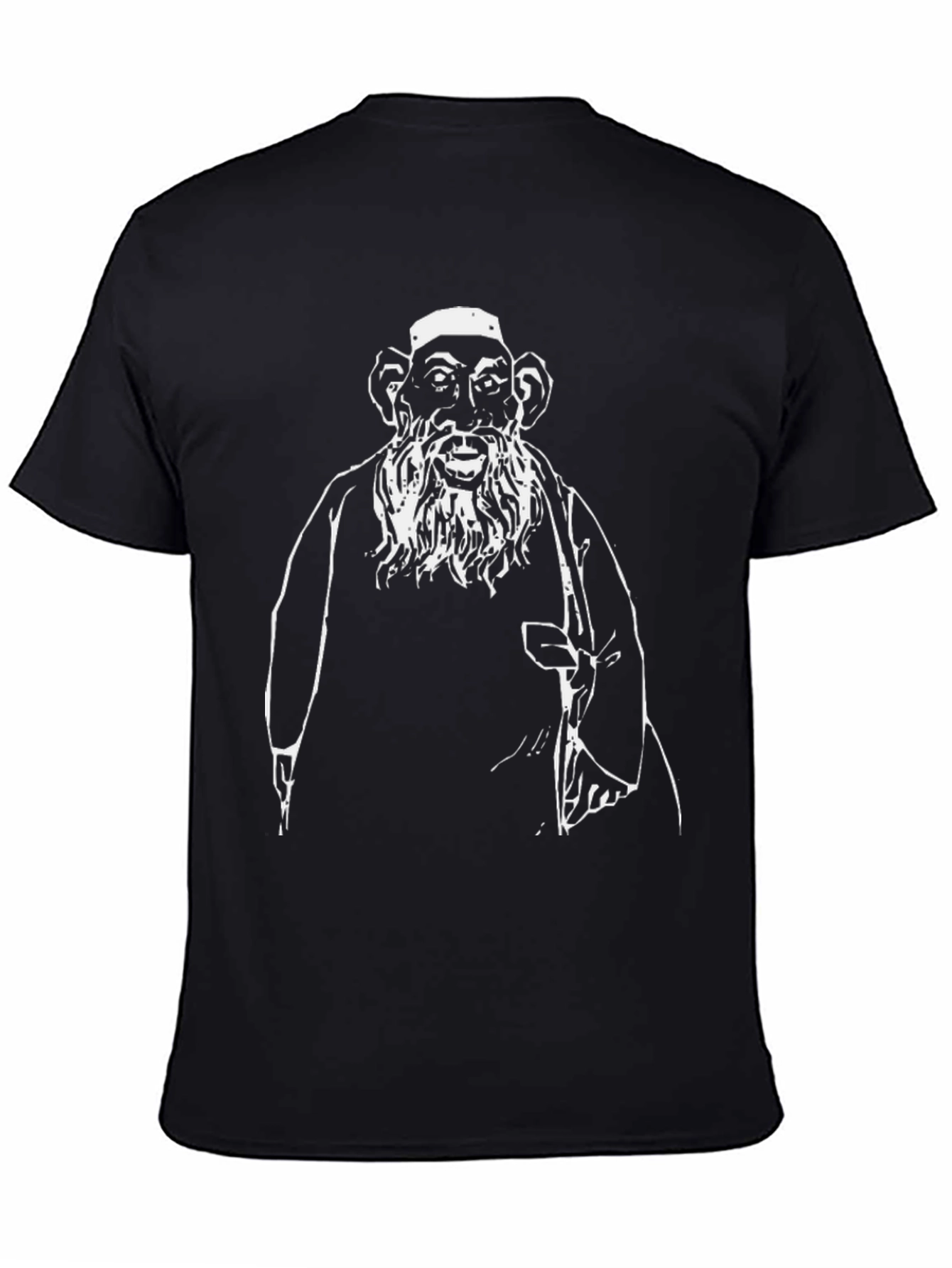 Unique Graphic Tee: Black T-Shirt with Old Man Design